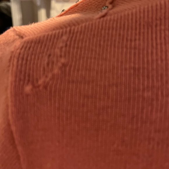 1950s coral jeweled cardigan with amazing stitching details - Picture 5 of 6